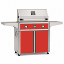 American Outdoor Grill 36-inch T-Series freestanding gas grill with lid closed, red finish, front view on white background
