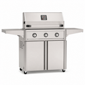 American Outdoor Grill 36-inch T-Series freestanding gas grill with lid closed, stainless steel finish, front view on white background
