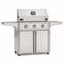 American Outdoor Grill 36-inch T-Series freestanding gas grill with lid closed, stainless steel finish, front view on white background
