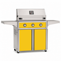 American Outdoor Grill 36-inch T-Series freestanding gas grill with lid closed, yellow finish, front view on white background

