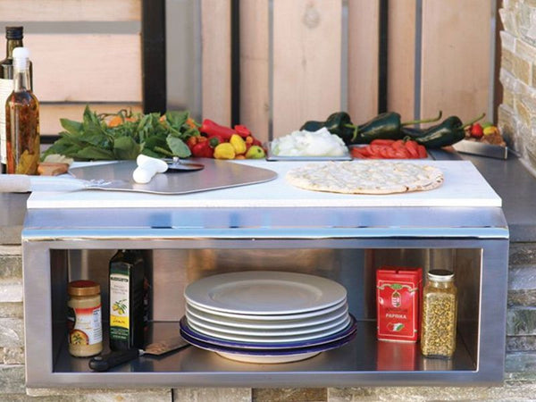 Alfresco 30-Inch Pizza Prep and Garnish Rail w/ Food Pans