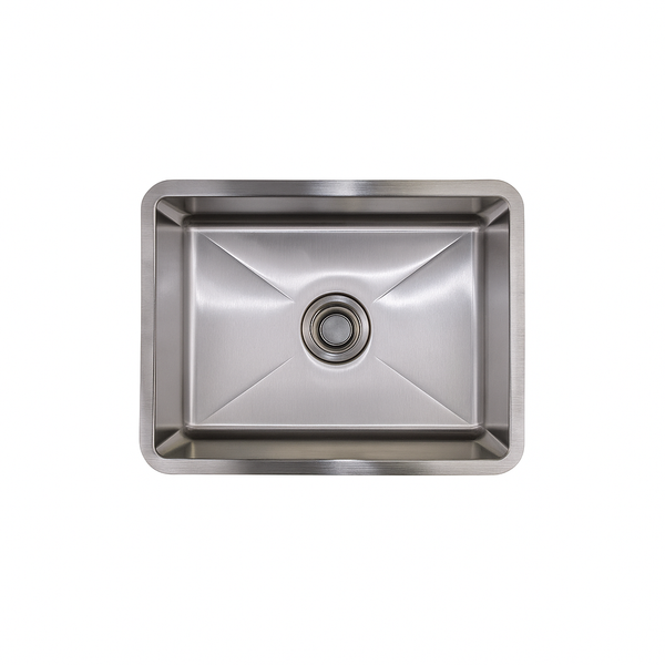 E-Stainless Single Bowl: 23 x 18 x 9 Inch Bowl Depth with Small Radius Corners