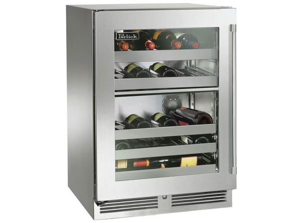 Perlick 24 Inch Signature Series Marine Grade Dual-Zone Wine Reserve with Lock