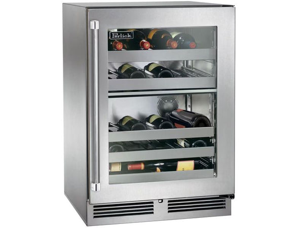 Perlick 24 Inch Signature Series Marine Grade Dual-Zone Wine Reserve with Lock