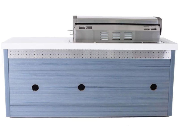 Mont Alpi 6-Burner 78 1/2 Inch ArtWood Gas Grill Island with Refrigerator, Infrared Rear Burner, and Rotisserie Kit - Stainless Steel