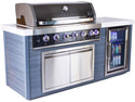 Mont Alpi 6-Burner 78.5-Inch ArtWood Gas Grill Island with Refrigerator, Infrared Rear Burner, and Rotisserie Kit - Black Stainless Steel