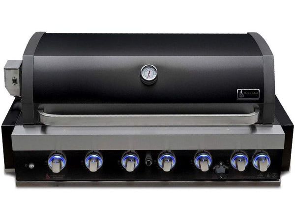 Mont Alpi 6-Burner 78 1/2 Inch ArtWood Gas Grill Island with Refrigerator, Infrared Rear Burner, and Rotisserie Kit - Stainless Steel