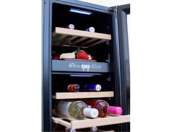 Summerset 15 Inch Outdoor Dual Zone Wine Cooler with Glass Door and Lock