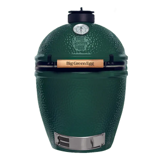 Green Big Green Egg grill on a white background