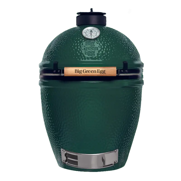 Green Big Green Egg grill on a white background