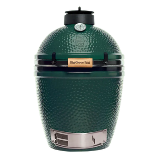 Green Big Green Egg grill on a white background