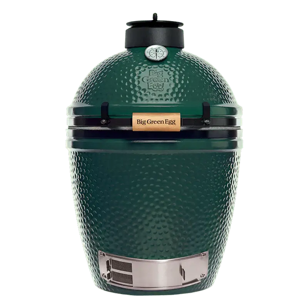 Green Big Green Egg grill on a white background
