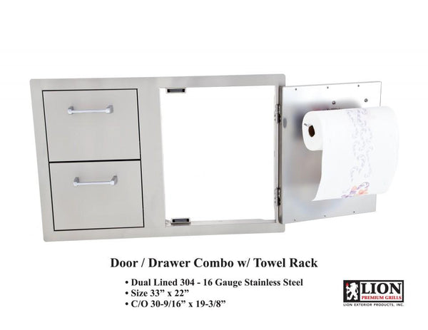 Lion 33 Inch Door & Drawer Combo with Towel Rack