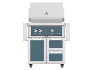 Hestan 30 Inch Grill With Rotisserie On Double Door Cart