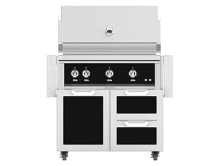 Hestan 36 Inch Grill With Rotisserie On Double Door Cart