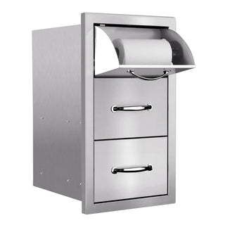 American Made Grills 17 Inch Vertical 2 Drawer & Paper Towel Holder with Masonry Frame